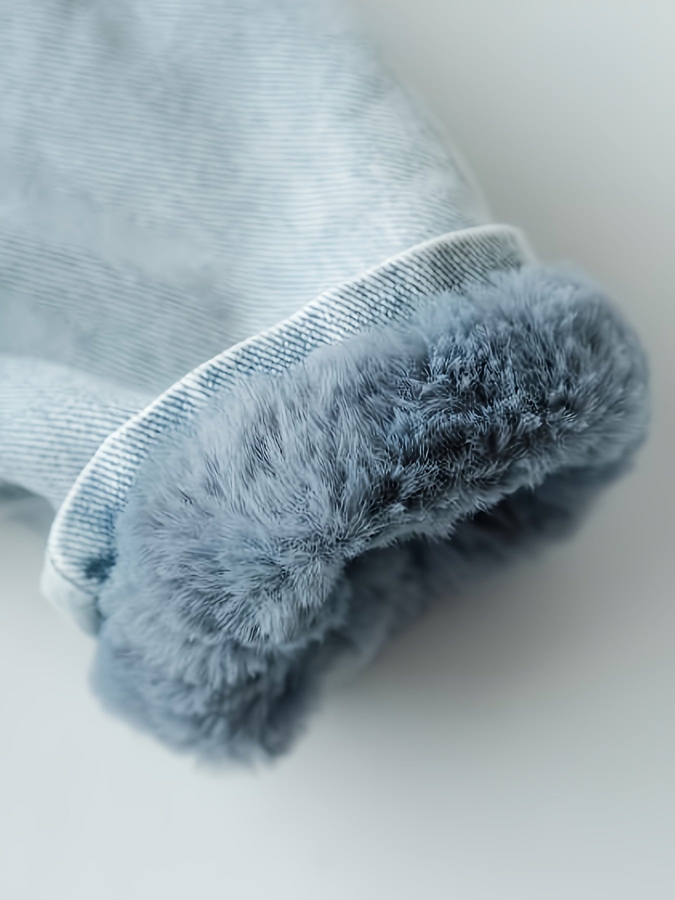 Holly Brand Oversized Denim Fur Hooded Winter Coat Jacket for Women Warm and Cozy