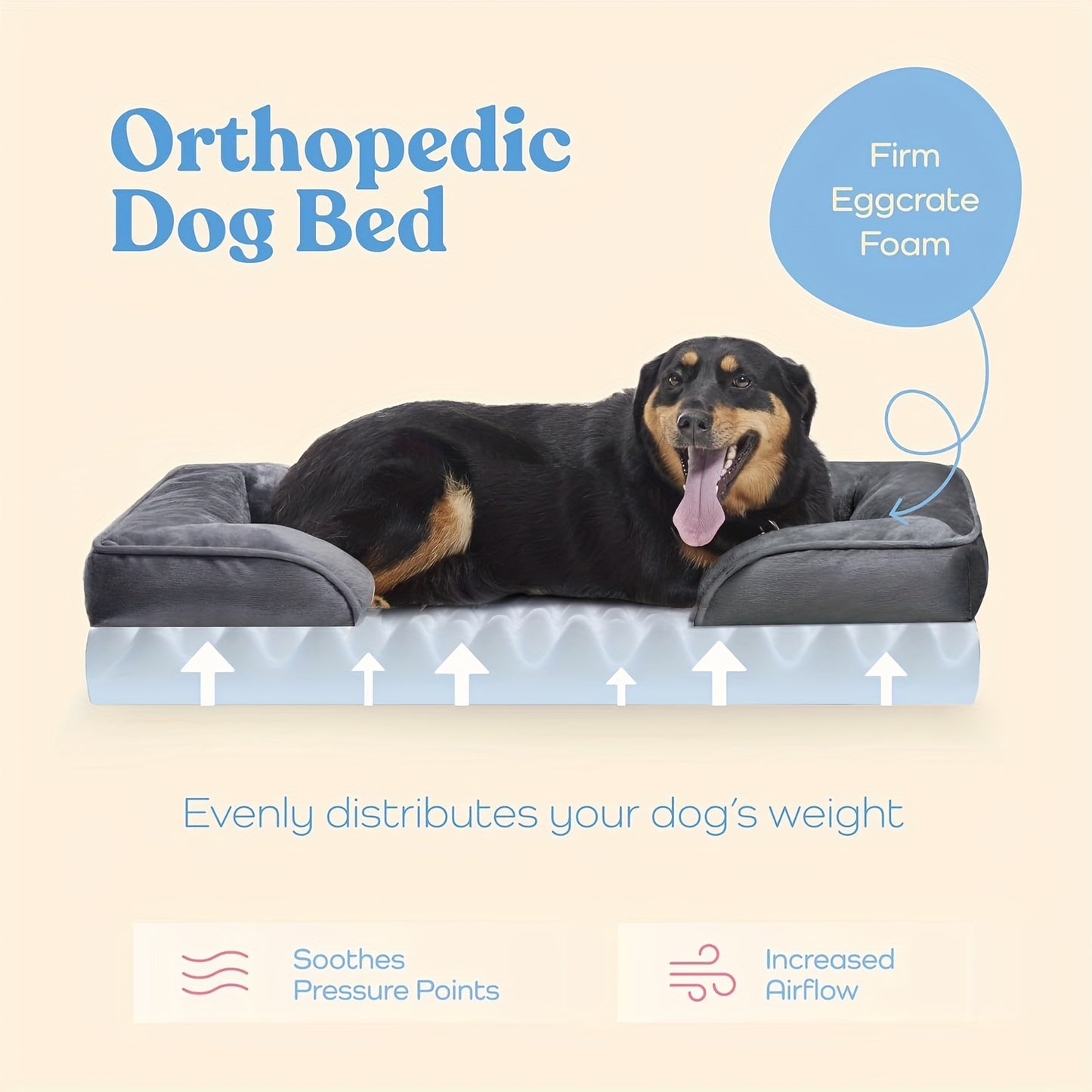 Orthopedic Dog Bed Sofa Ultra Comfortable Memory Foam for Medium Dogs with Washable Cover