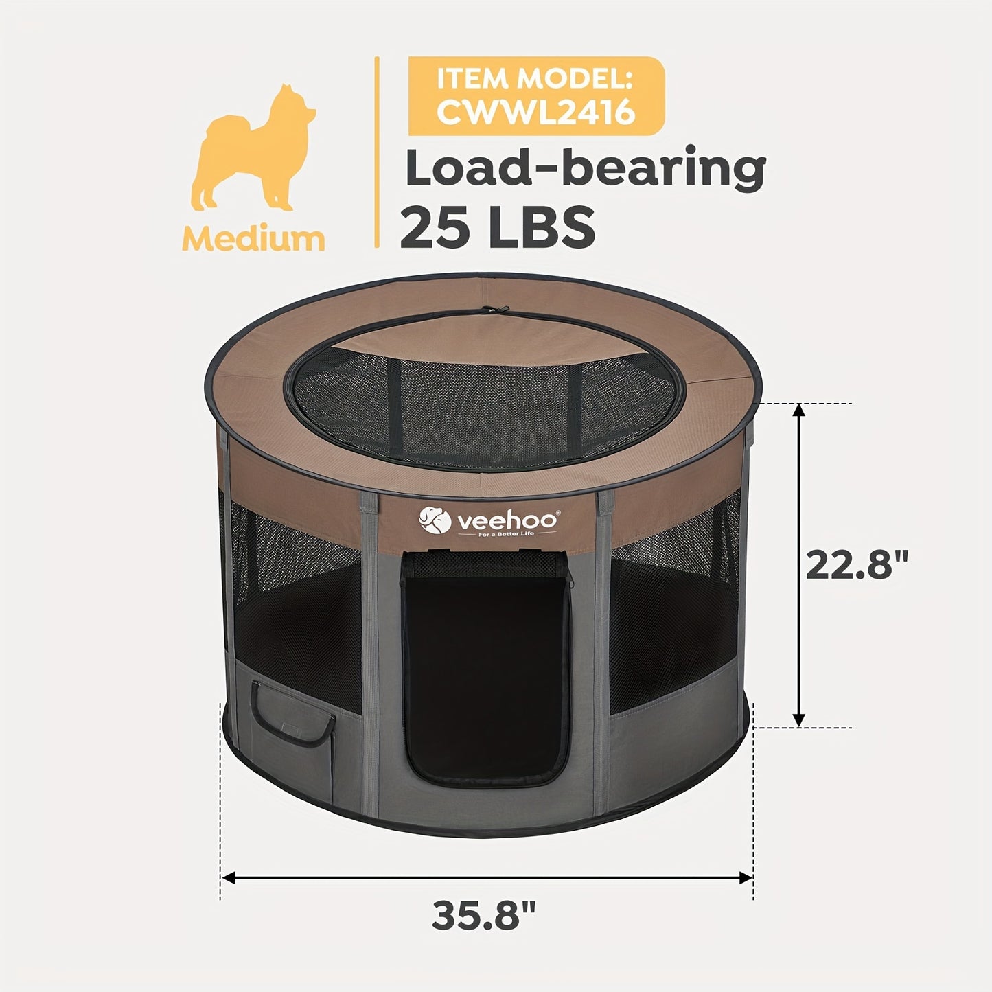 Veehoo Foldable Portable Dog Playpen for Indoor and Outdoor Use - Ideal for Small and Medium Dogs