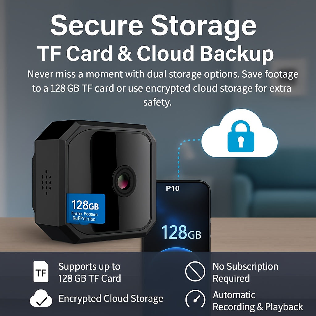 HD Mini Wireless Security Camera with Night Vision Motion Detection and Two-Way Audio