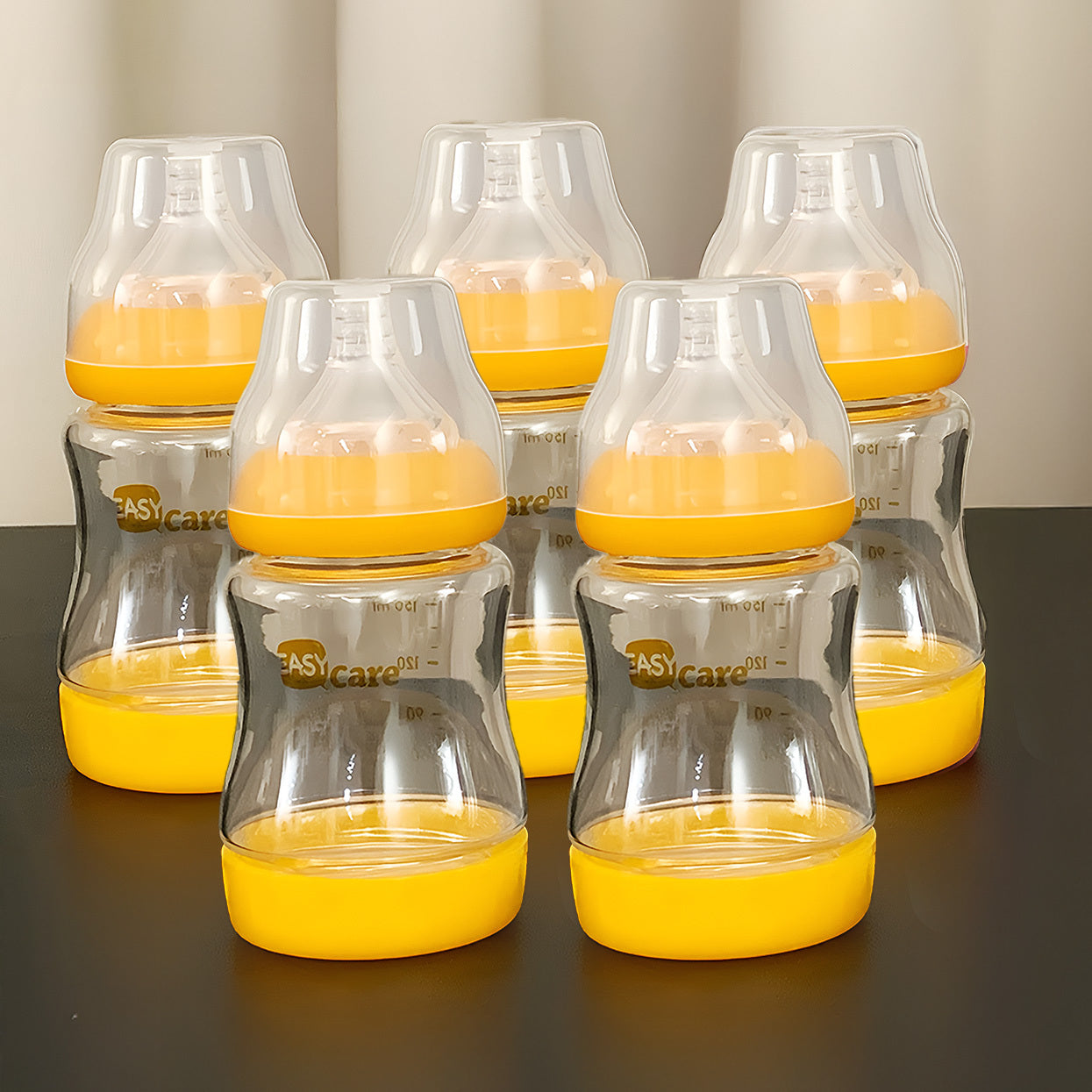 5pcs Easycare Wide Mouth Glass Baby Bottles with Sippy Cup Perfect for Celebrations