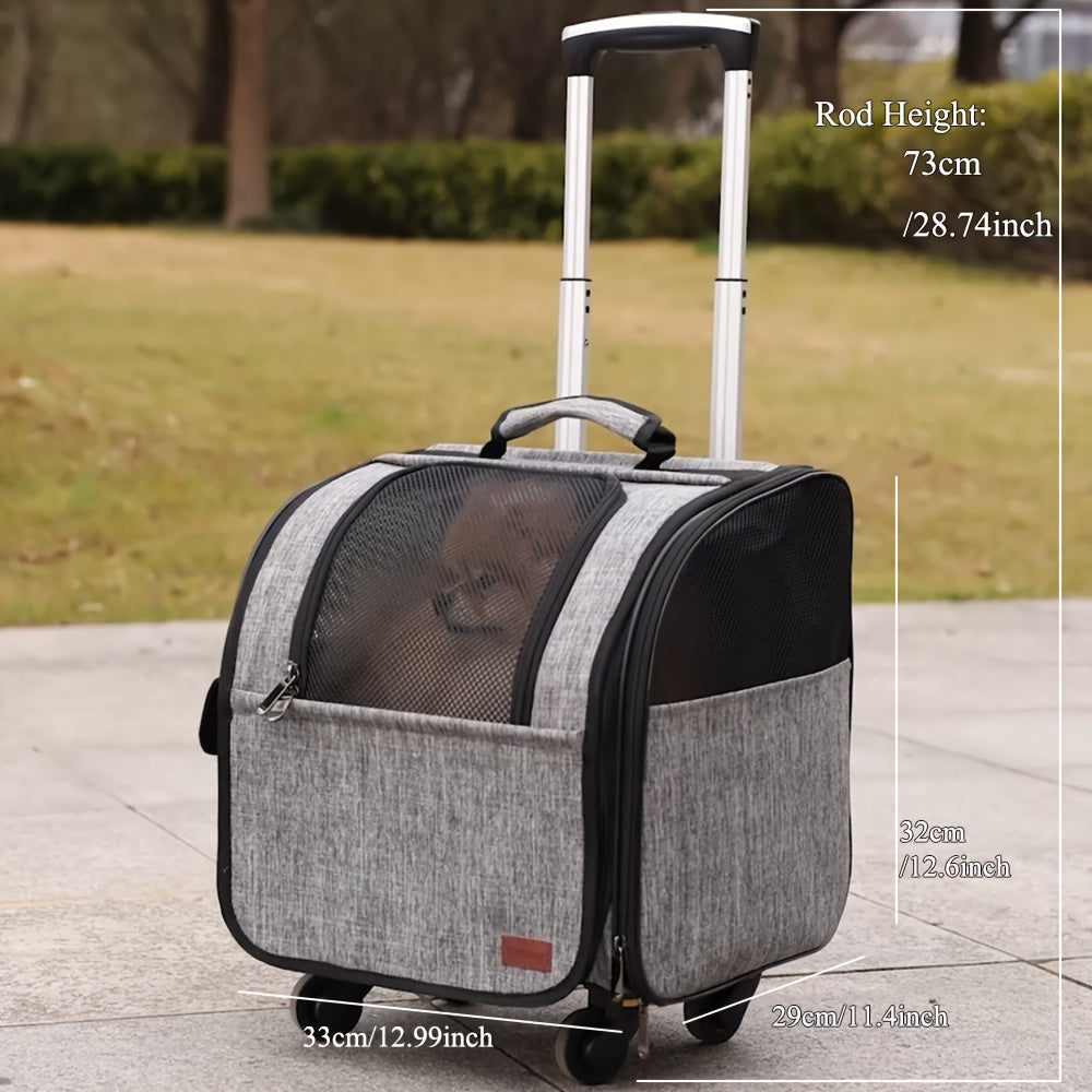 Foldable Backpack Pet Carrier Stroller for Cats & Dogs - Dual-Door Ventilation Mesh, Secure Zipper Closure, Ergonomic Handle & Detachable Wheels - Durable Lightweight Design for Travel, Vet Visits, Outdoor Adventures, Pet Str