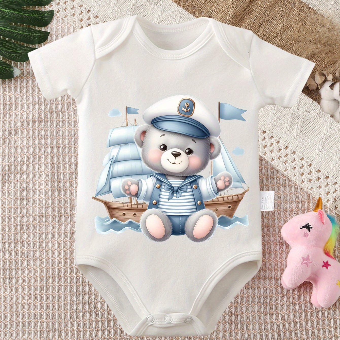 Cute Cartoon Bear Baby Onesie High Quality Cotton Bodysuit for Newborns 0 to 12 Months
