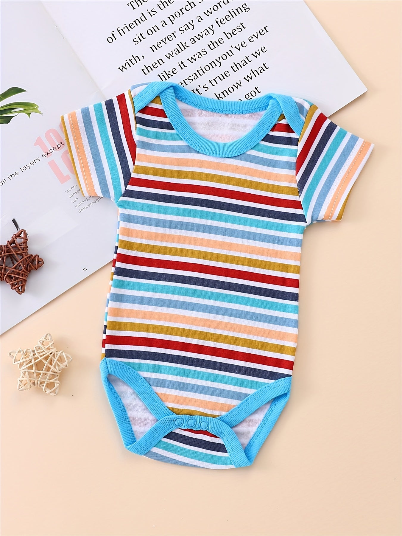 3pcs Toddler Boys' Short Sleeve Romper Set - Cute Lion Animal Print, Blue & White, Cotton, Round Neck, Summer Outfit with "LOVE" & "THANKS" Embroidery, Perfect for Spring/Summer, Clothes for Youngster, for Outdoor, Perfect fo