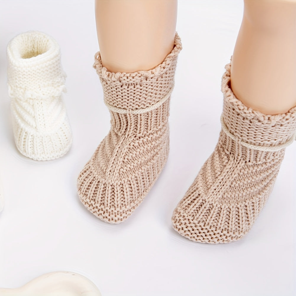 2Pairs/Pack 0.0-39.37ft Baby Knit Socks Solid Crochet Walking Socks Ins Cream White Color Short Ankle Socks for Infant Boys Clothing Birthday Gift