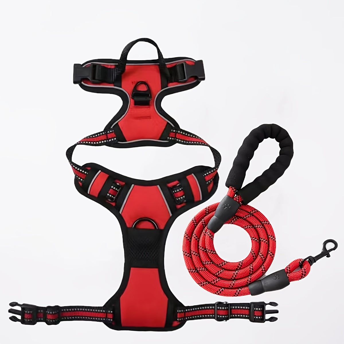 Adjustable No Pull Dog Harness and 5ft Leash Bundle with Reflective Design for All Breeds