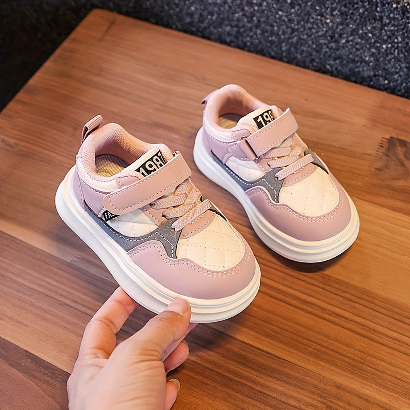 Lightweight Breathable White and Red Striped Soft-Soled Sneakers for Kids