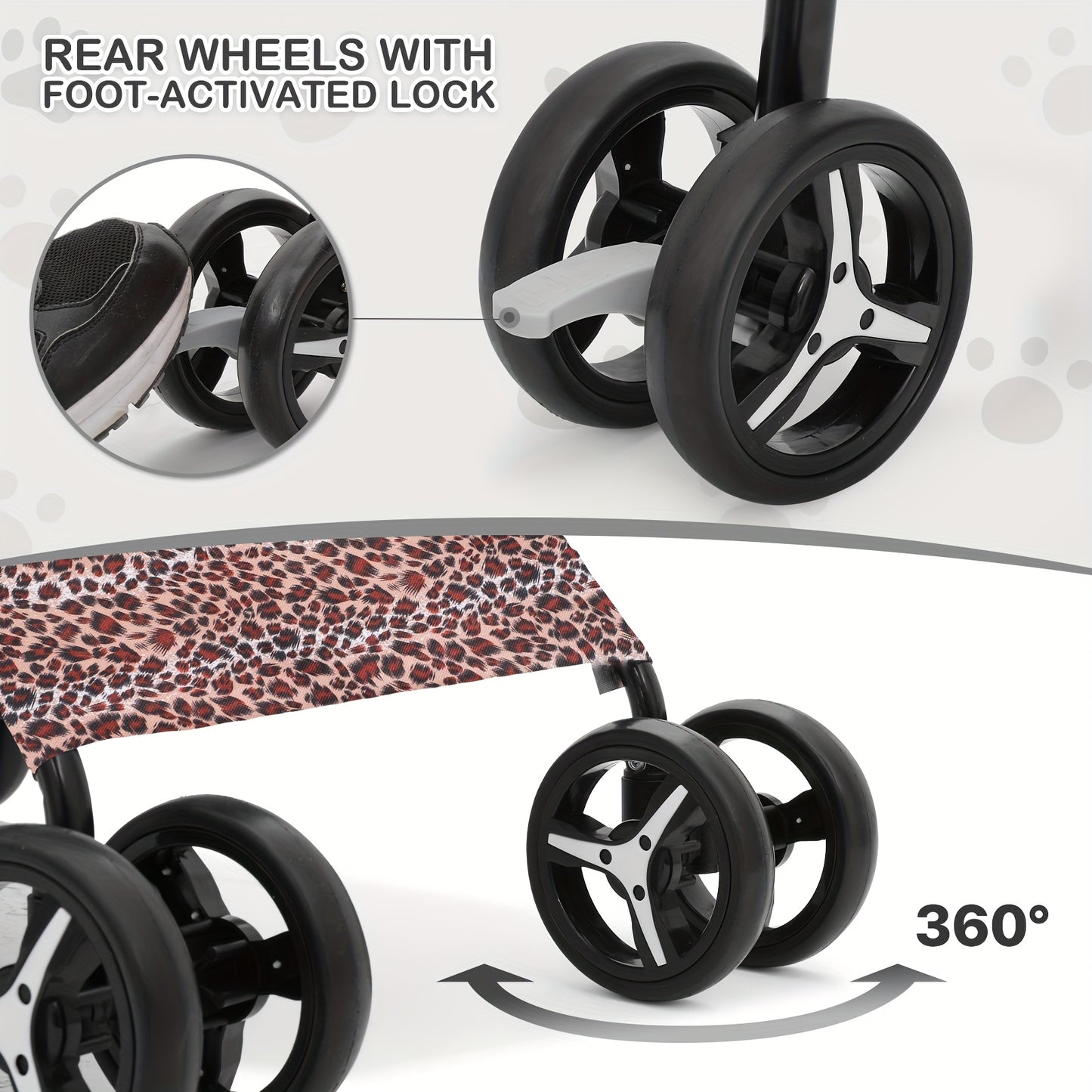 MoNiBloom 4-Wheel Pet Stroller for Small/Medium Dogs up to 22 lbs - Easy-Fold Jogger Stroller with Sun Cover, Breathable Mesh, Rear Storage Bag & Cushioned Pad - Durable Nylon Design for Outdoor Walks & Travel, Visible Mesh P