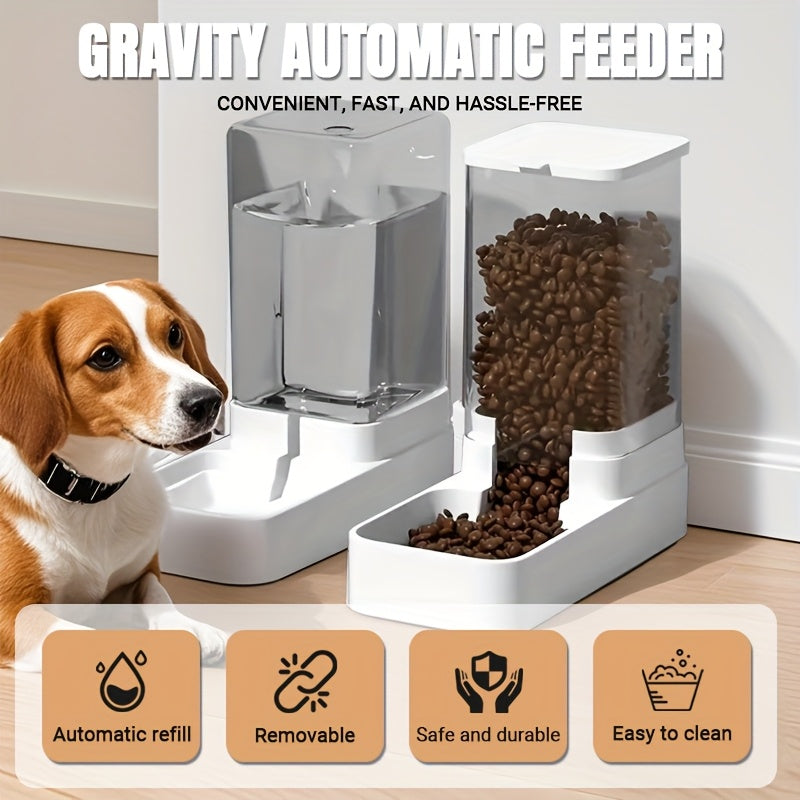 2pcs Automatic Dog Food and Water Dispenser Non Electric Transparent Durable Design