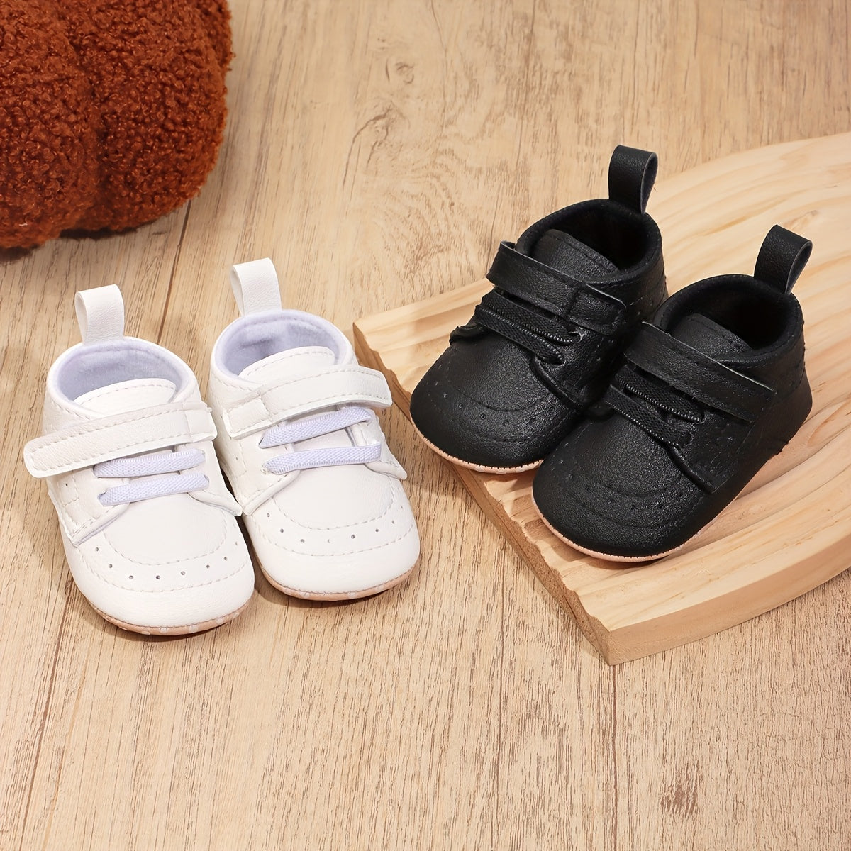 Baby Boy & Girl First Walking Shoes - Lightweight Non-Slip Sneakers with Closure, Soft Fabric Lining & Durable PU Sole - White & Black Minimalist Design for Infants 0-3 Months, Toddler Shoes, Infant Daily Wear, Quality Infant