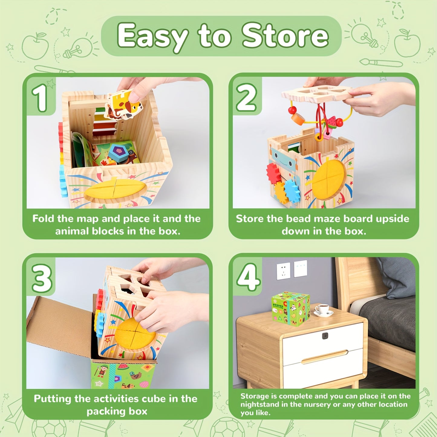 Orange And Yellow Bead Tower Toy With 16 Accessories For Early Education Fun