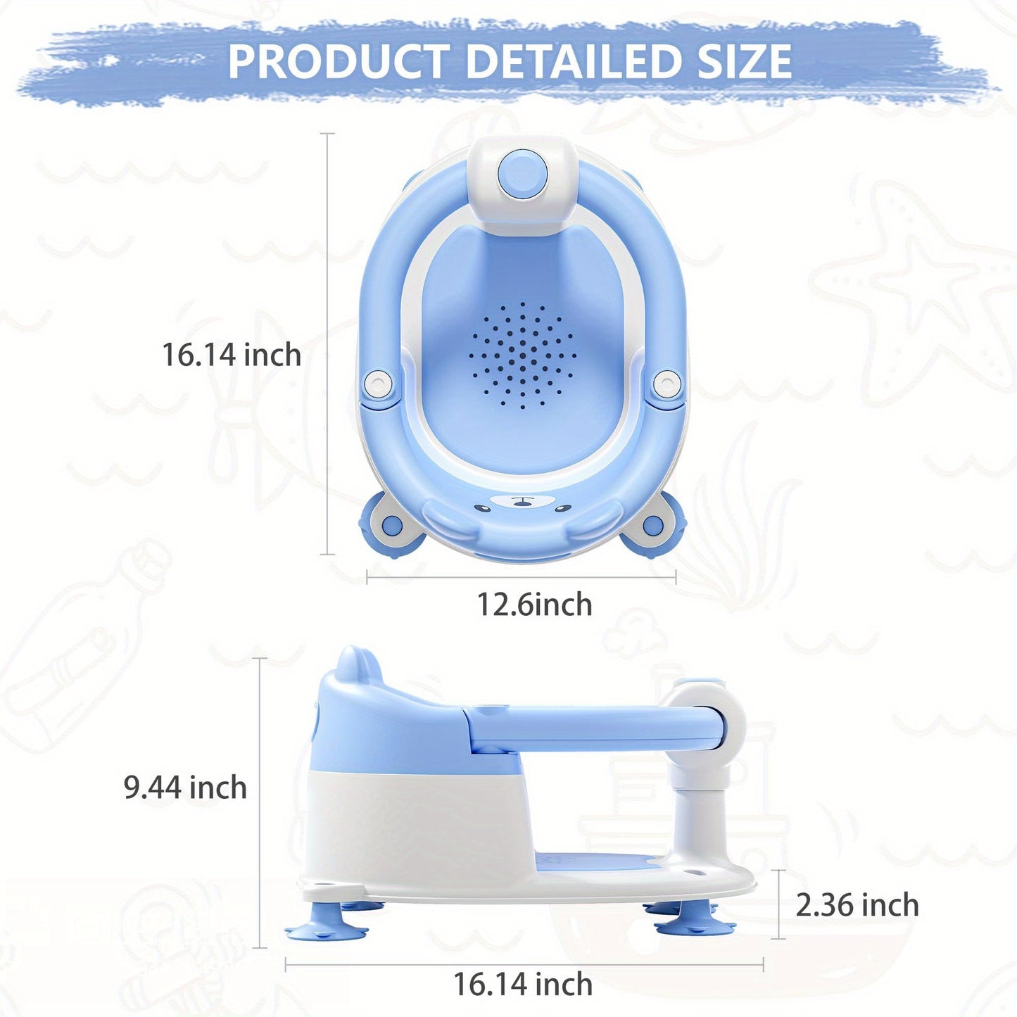 Baby Bath Seat for 6 Months and Up Non Slip Toddler Bathtub Chair with Suction Cups