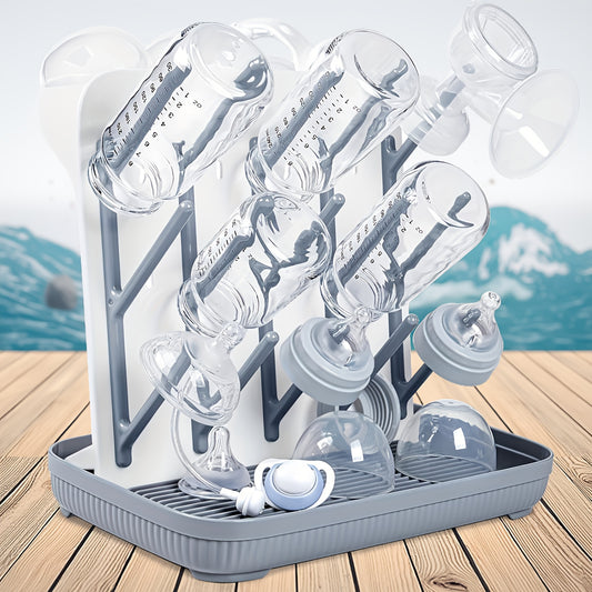 Baby Bottle Drying Rack - Large Vertical Space Saving Drying Rack Holder For Baby Bottles, Pump Parts & Accessories - Sturdy & Easy To Clean, Utility Racks