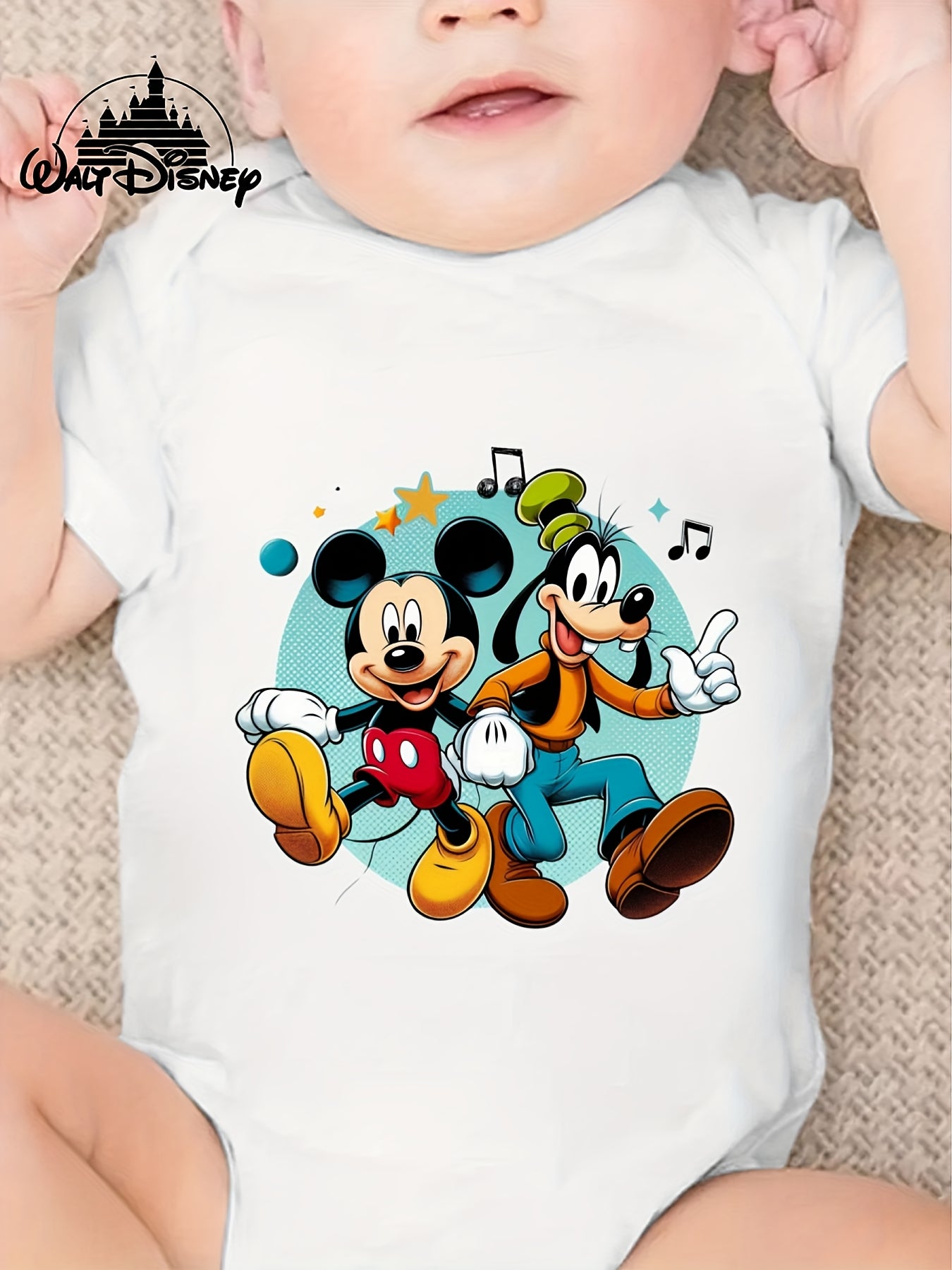 Disney Baby Mickey and Goofy Cute Printed Triangle Onesie for Outdoor Fun 0-3 Years