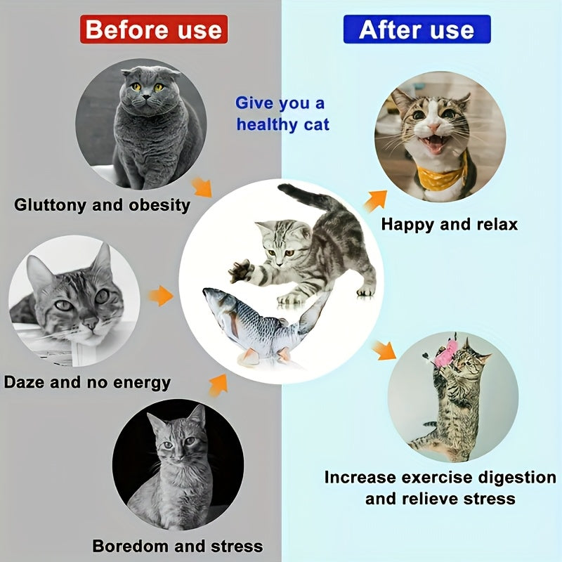 Interactive Floppy Fish Cat Toy Realistic Dancing Wiggle Gift for All Breeds