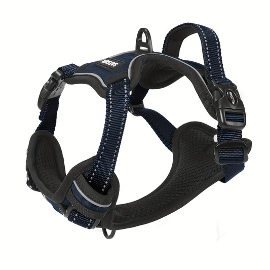 Handle-Free Dog Harness for Easy Walking Breathable Reflective Step-In Design Size L Gray