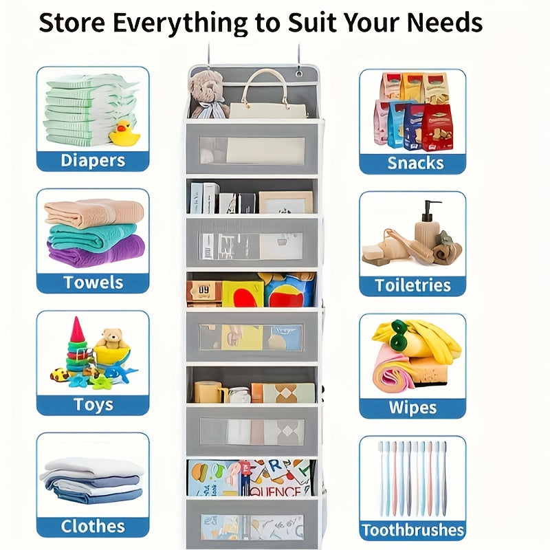 5-Tier Door Storage Rack, Foldable Wall-Mounted Storage Organizer with 5 Large Capacity Pockets |Space-Saving Design for Bedroom, Teenager's Room - Perfect for Toys, Shoes, Diapers Organizer|Clear Design| Space Efficient Stor