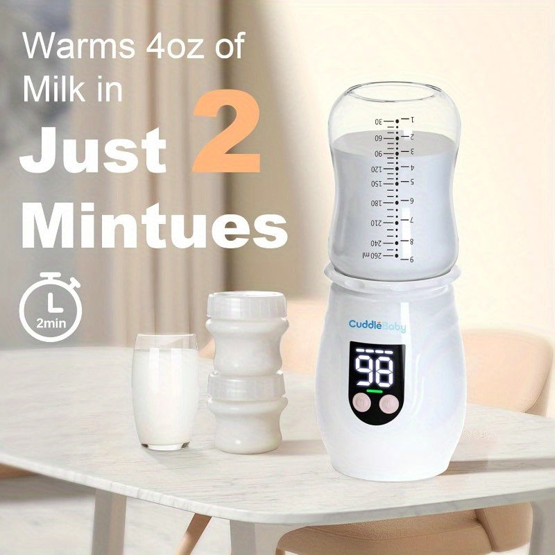 CuddleyBaby Portable Cordless Baby Bottle Warmer with 8 Adapters and 5 Temperature Settings