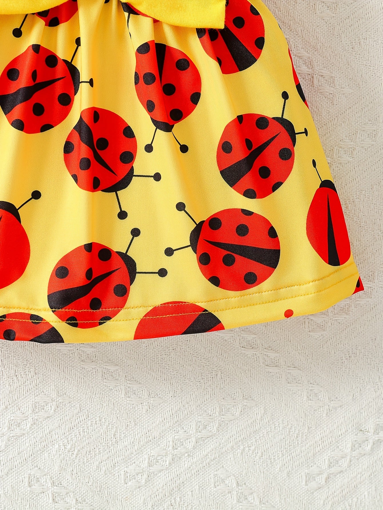 Little Lady Print Baby Girl Outfit Set With Cap Sleeve Bodysuit Hairband And Ladybug Skirt 0 To 3 Years