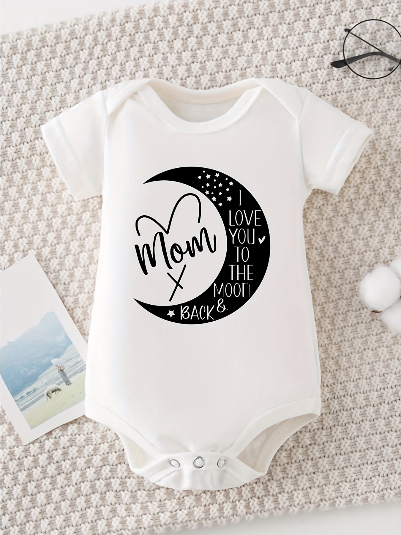 100 Percent Cotton Baby Romper I Love You to the Moon Cute Moon Print for Newborns