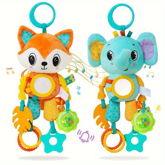 Adorable Cartoon Animal Crib Hanging Rattle Toy with Ringing Bell - Perfect for Youngsters 0-3 Years, Stroller & Car Seat Accessory, Random Color
