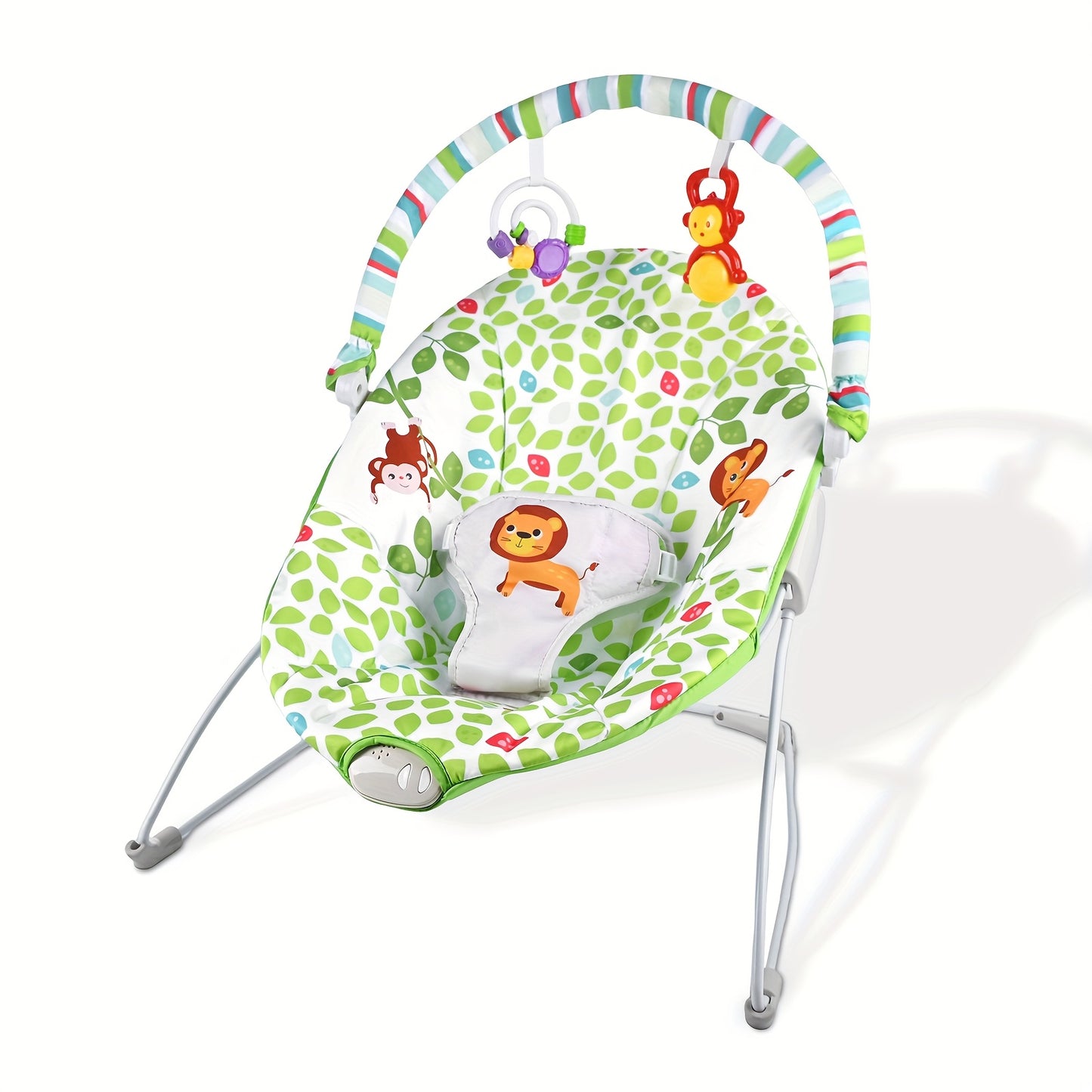 Baby Bouncer Seat with Soothing Vibration Toys & Animal & Geometric Patterns - Adjustable Straps, Breathable Mesh, Portable Design for Indoor/Outdoor Use - Unisex Infant Learning & Development, Indoor Play Seat, Playful Desig