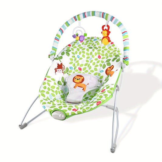 Baby Bouncer Seat with Soothing Vibration Toys & Animal & Geometric Patterns - Adjustable Straps, Breathable Mesh, Portable Design for Indoor/Outdoor Use - Unisex Infant Learning & Development, Indoor Play Seat, Playful Desig