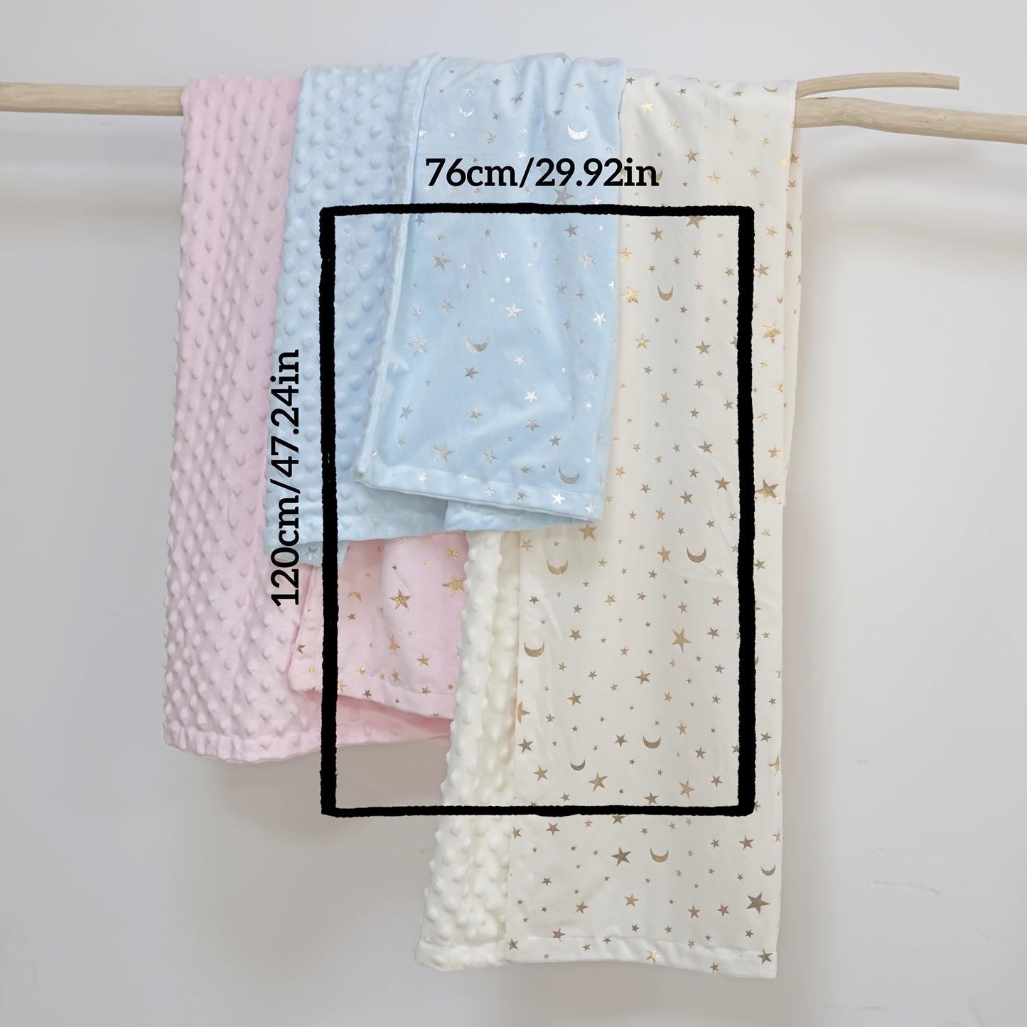 A Double-Layered, Thick, Soft Baby Blanket with One Side Made of Ultra-Soft Bubble Fleece And The Other Side Featuring Ultra-Soft Short Plush with Golden Foil Printing, Measuring 29.92X47.24inch, Suitable for Use in Cribs, St