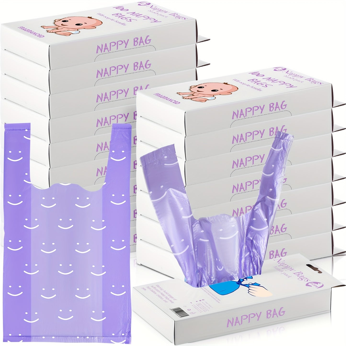 1600 Count Scented Baby Disposable Diaper Bags With Tie Handle for Pets and Babies