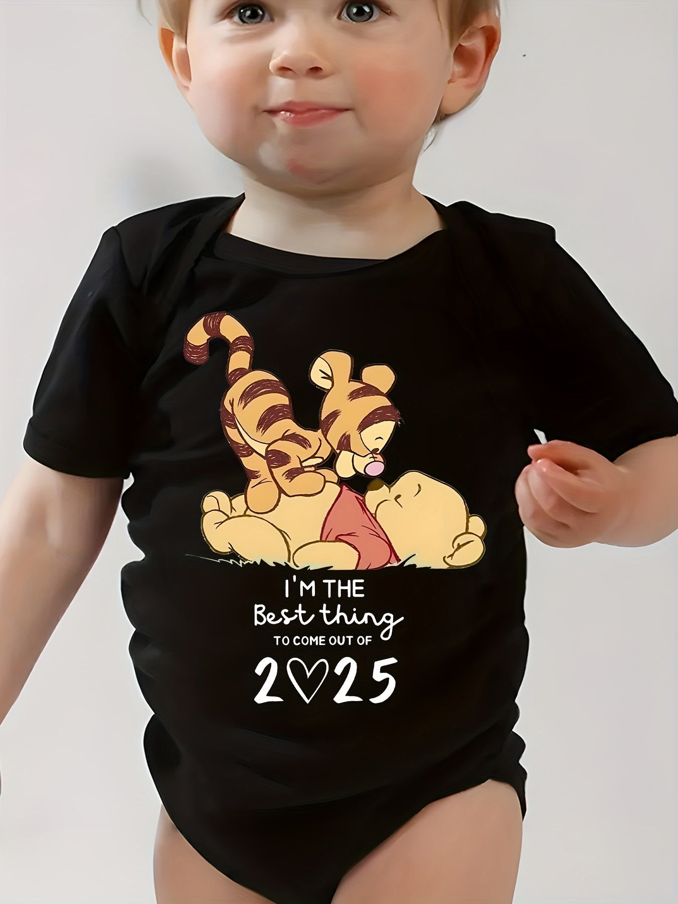 Disney Winnie the Pooh Baby Bodysuit I'm the Best Thing to Come Out of 2025 Cute Cartoon Print