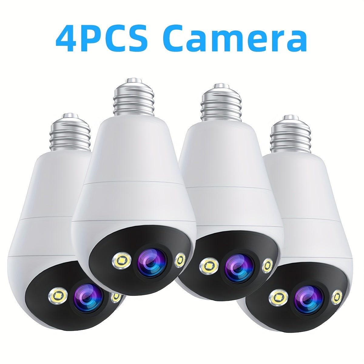 4Pcs FHD 3MP Wifi CCTV Camera Bulb with Two Way Audio and Auto Tracking for Home Security