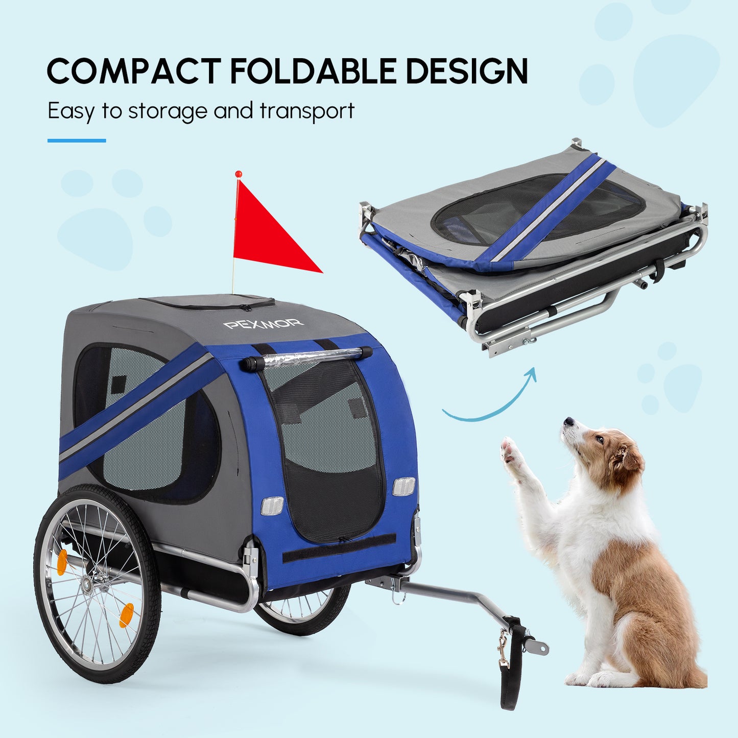 Folding Dog Bike Trailer For Bicycle With Universal Hitch