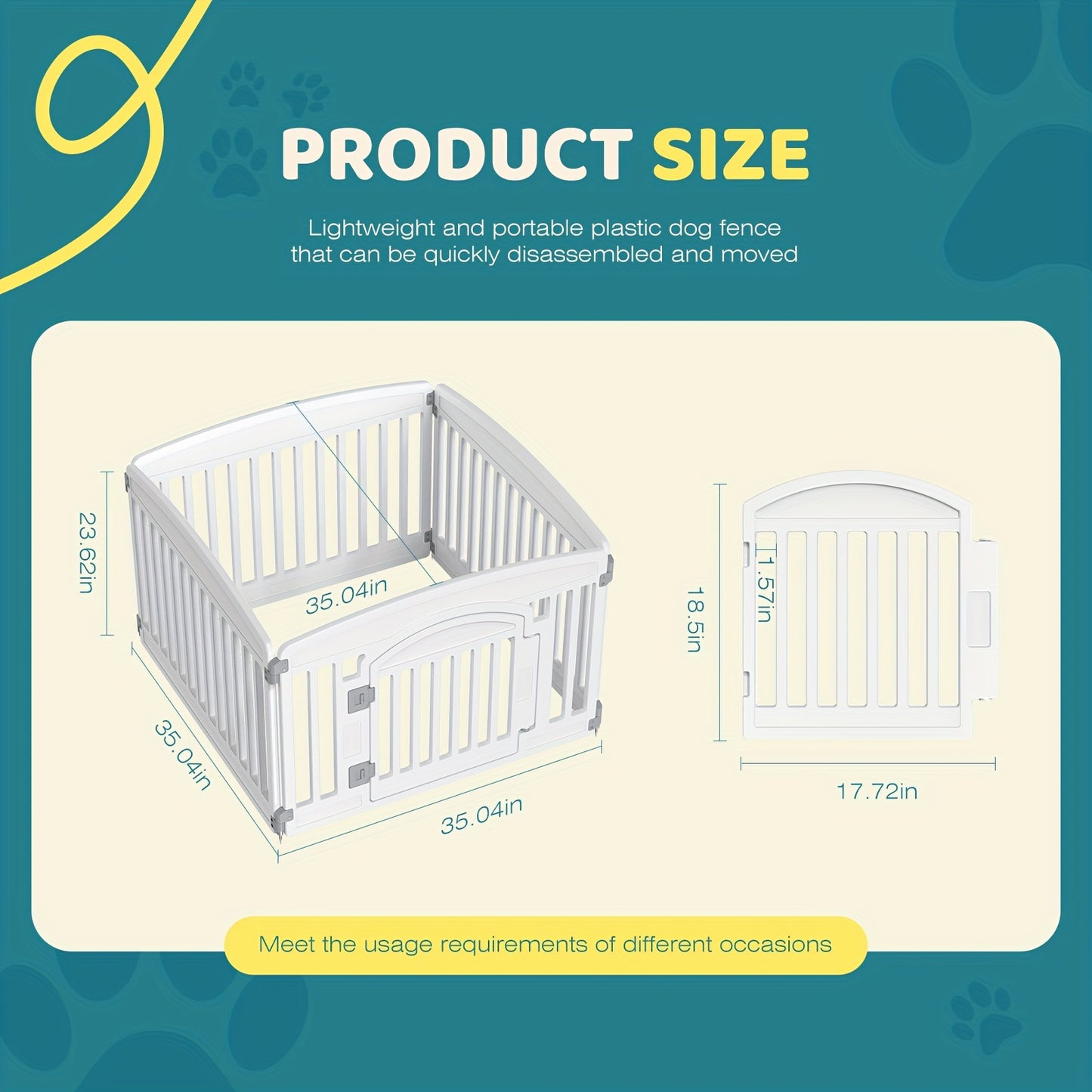 Durable 4 Panel Plastic Pet Playpen with Lockable Door and Non-Slip Bottom for Indoor Outdoor Use