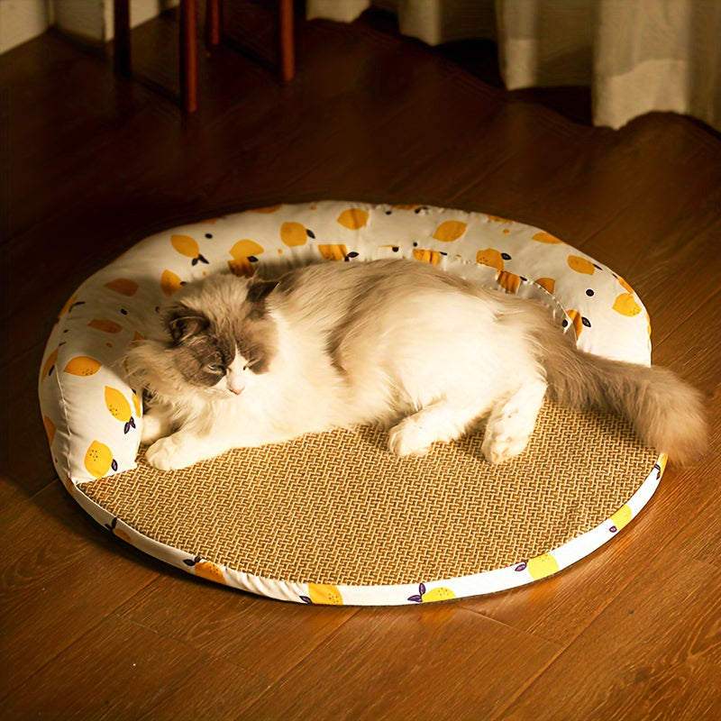 Round Mat Cat Nest Soft Cozy Mattress for Dogs and Cats Indoor Summer Sleep 27 Inch