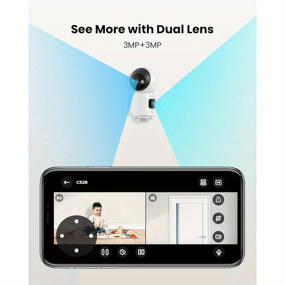 ZOSI 2K Indoor Dual Camera Baby Monitor with 360 Degree Pan Tilt and Two Way Audio