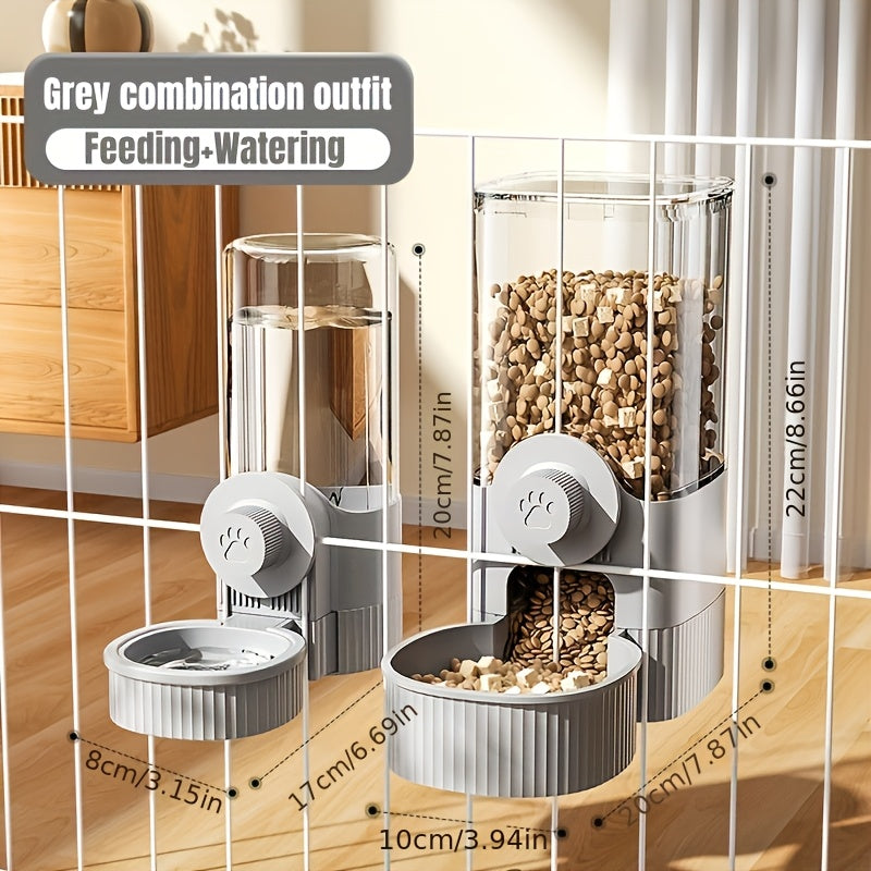 Automatic Hanging Gravity Pet Feeder And Water Dispenser Set With Cage Container Bowl