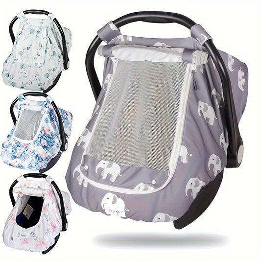 Stretchy & Breathable Baby Car Seat Covers with Peekaboo Design - Kick-Proof & Windproof Infant Carseat Cover for Boys & Girls, Large Window Safety, Durable Polyester Material, Multiple Colors (Light Blue, Pink, Purple, Green