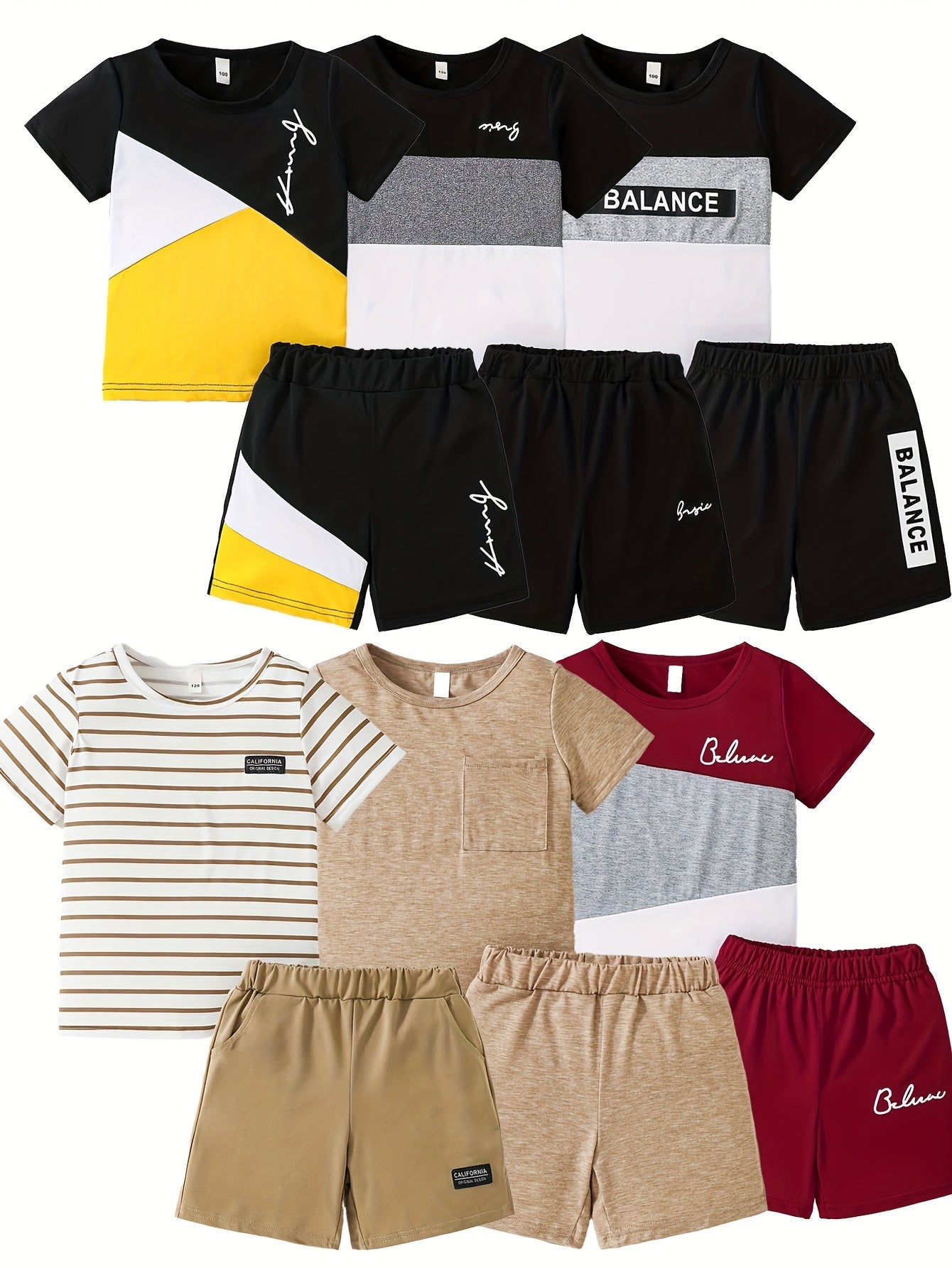 [Summer Boys Shorts] 12pcs Summer Boys Fashion Shorts Suit | Targeted Development Of New Printed Casual Suit