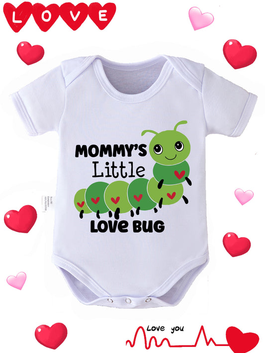 Mommy's Little Love Bug Caterpillar Print Onesie Soft Polyester Perfect For Newborns