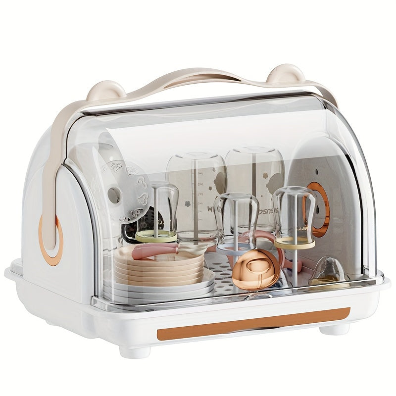 Large Capacity Baby Bottle Storage Box - Transparent Tableware Organizer With Drain And Dust-Proof Drying Rack - Perfect For Christmas Gift Ideas