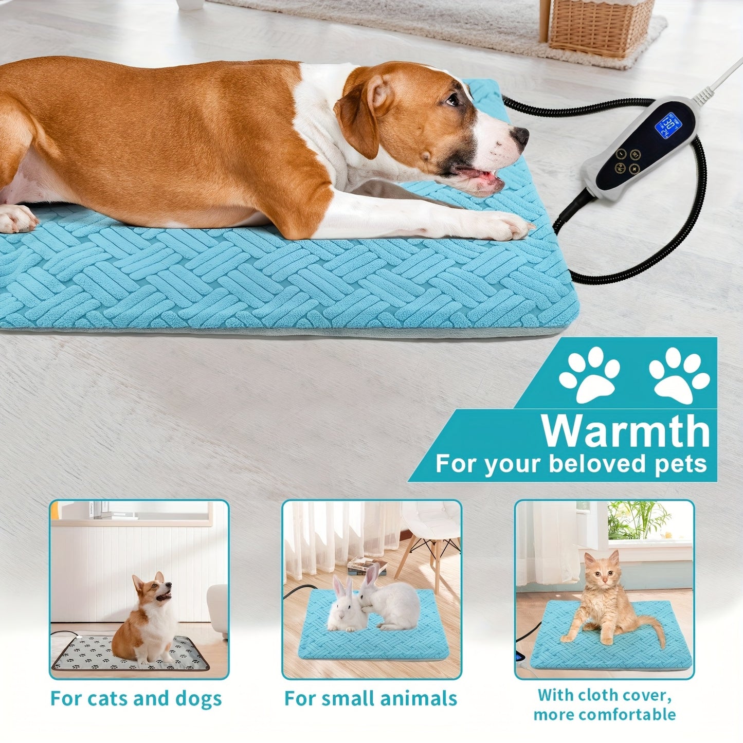 Pet Heating Pad with Smart Thermostat for Cats and Dogs Comfort Recovery and Warmth
