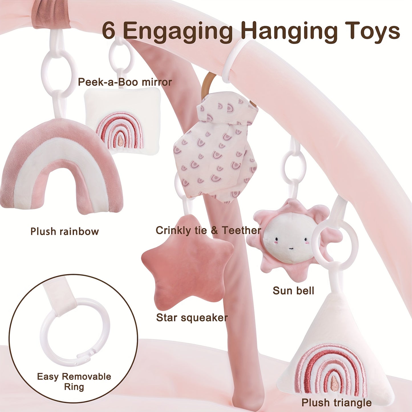 Cloudico 5 In 1 Thick Plush Baby Play Gym With Tummy Time Mat And 6 Toys From Baby To Toddler Ball Pit Pet Cushion