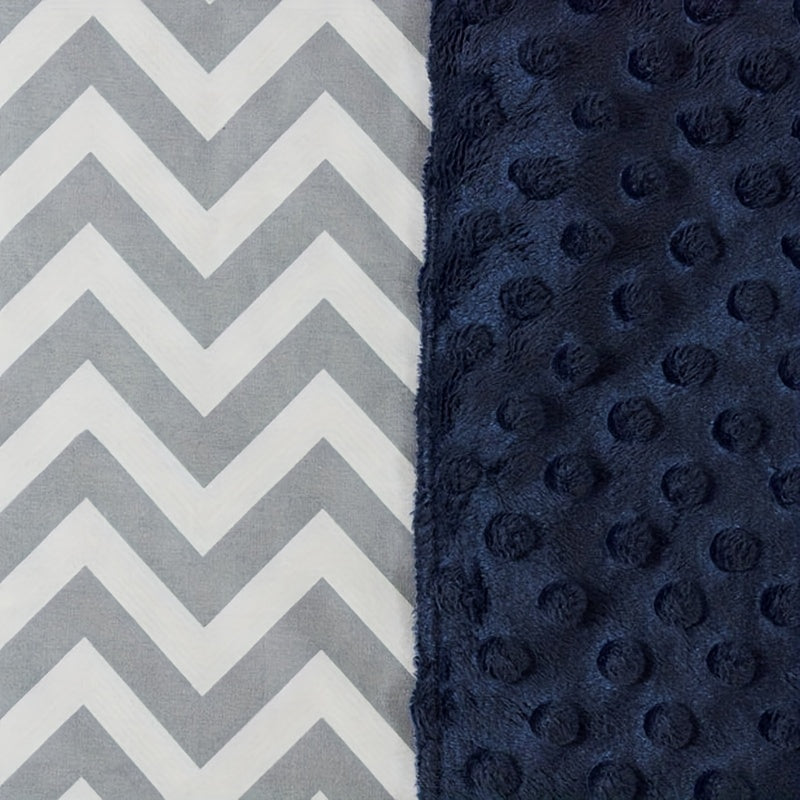 Melvenco Chevron Navy Youngsters Car Seat Canopy - Soft & Cozy 2-Layer Breathable Stroller Cover, Fit for Youngsters Boys & Girls, Polyester Blend, Stylish Herringbone Pattern in Gray, White & Blue