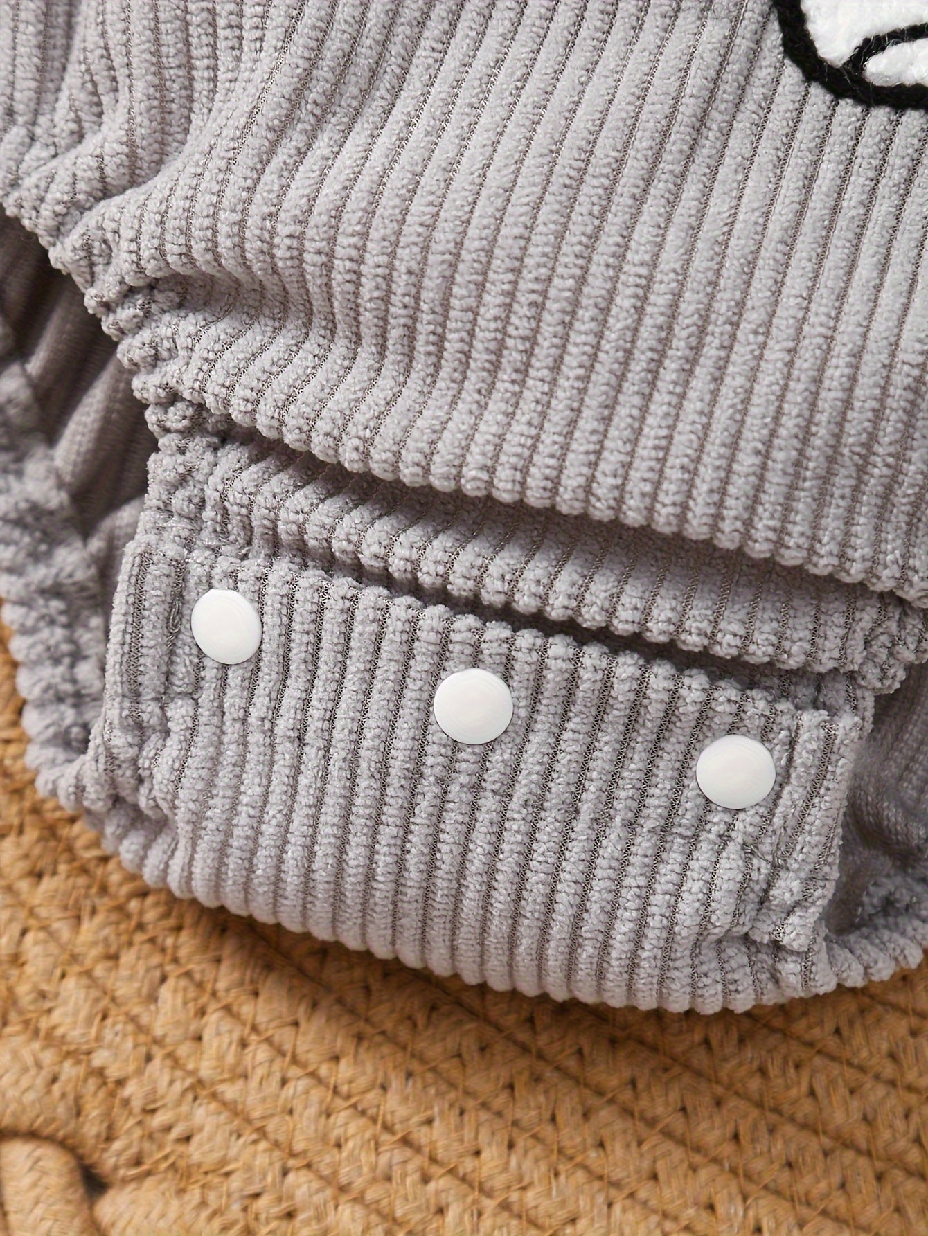 Baby Boys Cartoon Mouse Embroidered Romper Light Grey Corduroy Overalls for Spring Fall