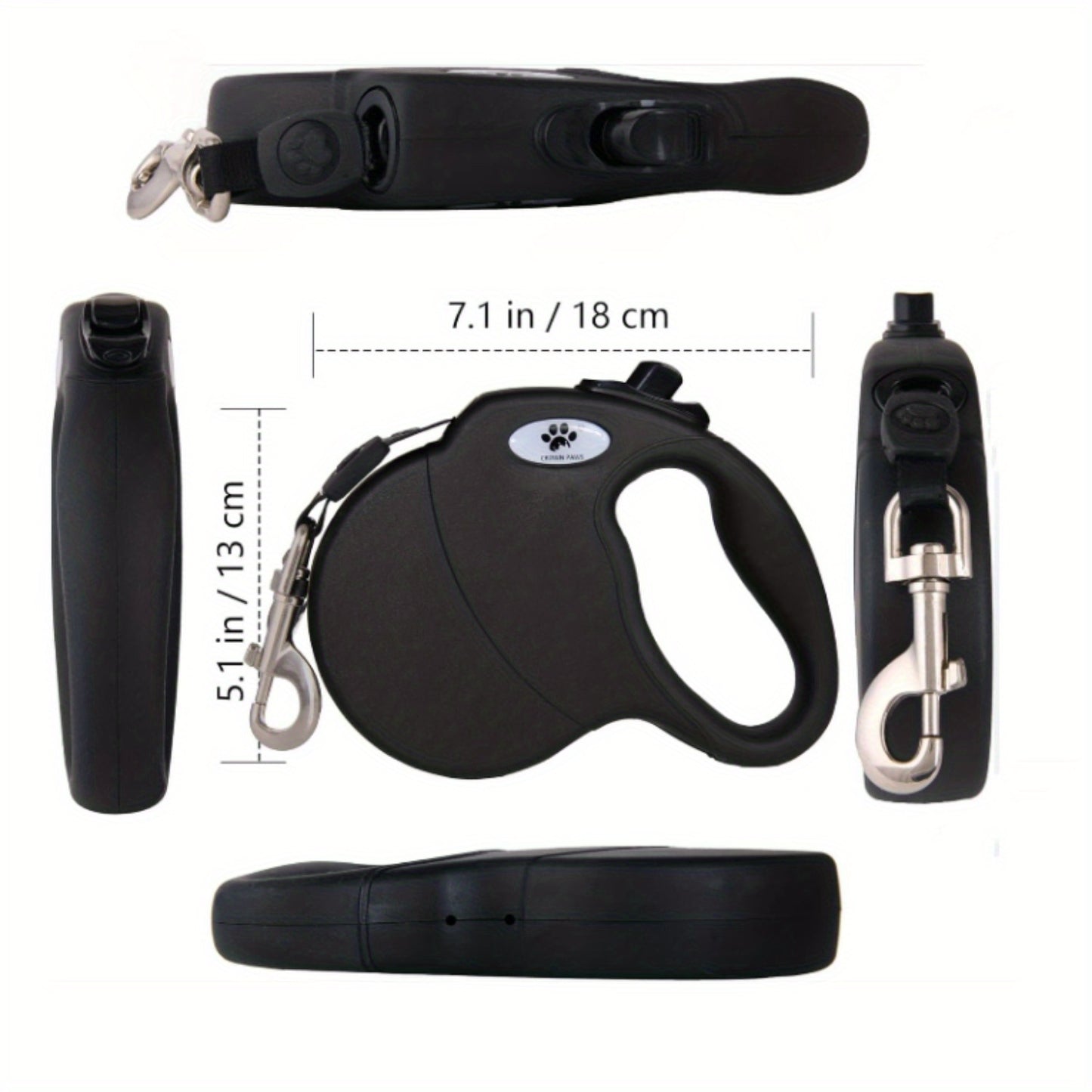 4pcs, Retractable Dog Leash Heavy Duty for Large Dogs(110lbs), Tangl Free Nylon Tape, Black
