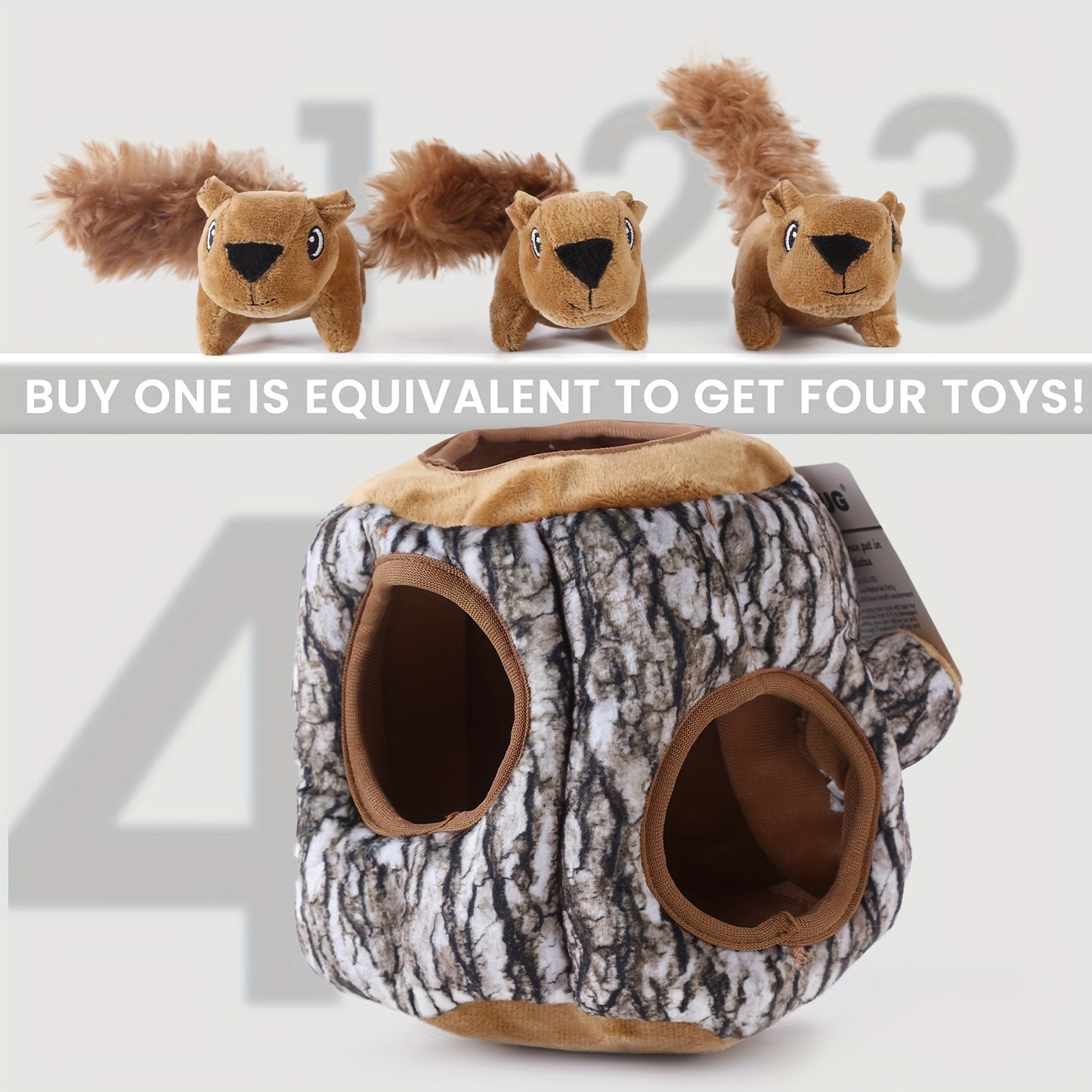 Laifug Hide and Seek Squirrel Plush Dog Toy Interactive Fun for All Breeds