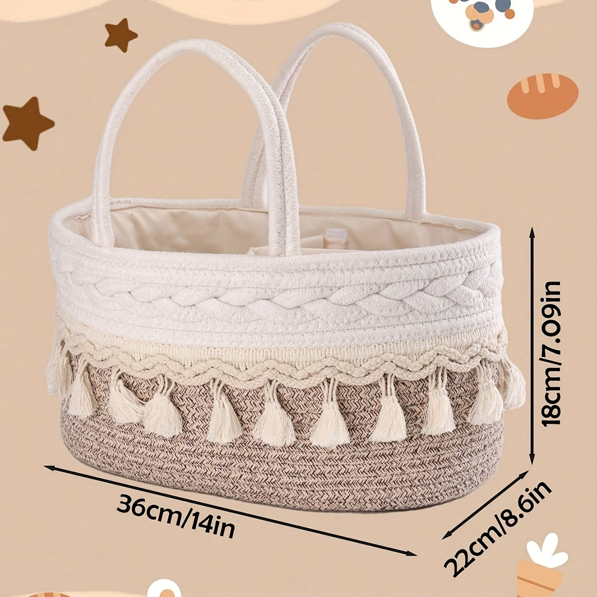 1 Hand-woven Mommy Bag Suitable For Going Out To Organize Items Such As Diapers And Diaper Toys