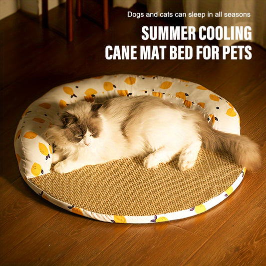 Round Mat Cat Nest Soft Cozy Mattress for Dogs and Cats Indoor Summer Sleep 27 Inch