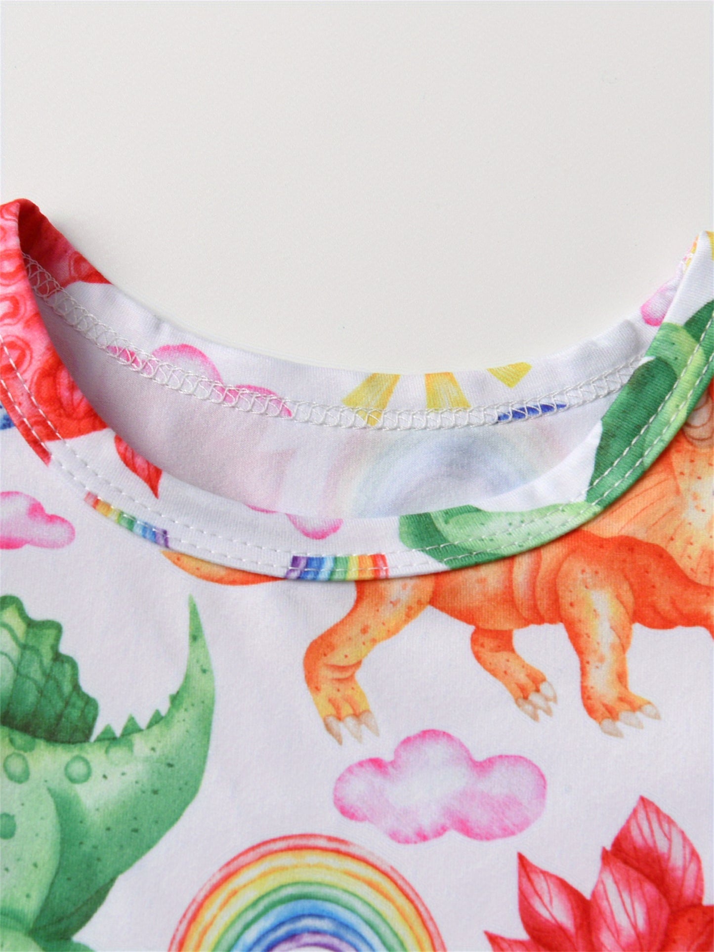 Summer Toddler Kids Baby Girls Clothes Set Cartoon Dinosaur Print Children Girl Short Sleeve Tops and Jeans Pants Children Clothing Outfits, Perfect for Outdoor