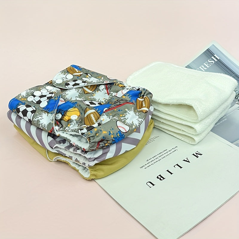 Reusable Cloth Diaper Set 6 Pieces Adjustable Leak Proof Maternity Bag for Babies 0-3 Years